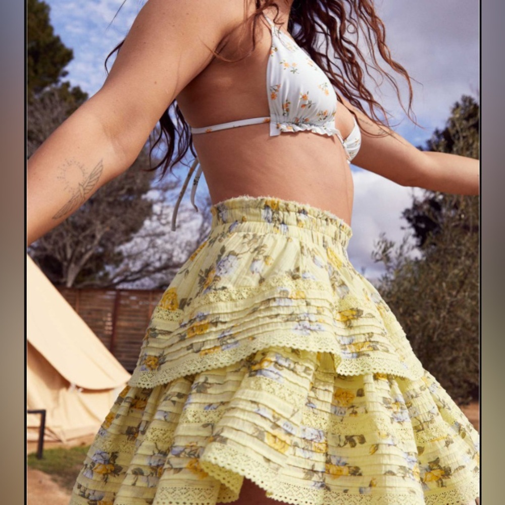 Aerie Rock and Ruffle Mini Skirt - Yellow